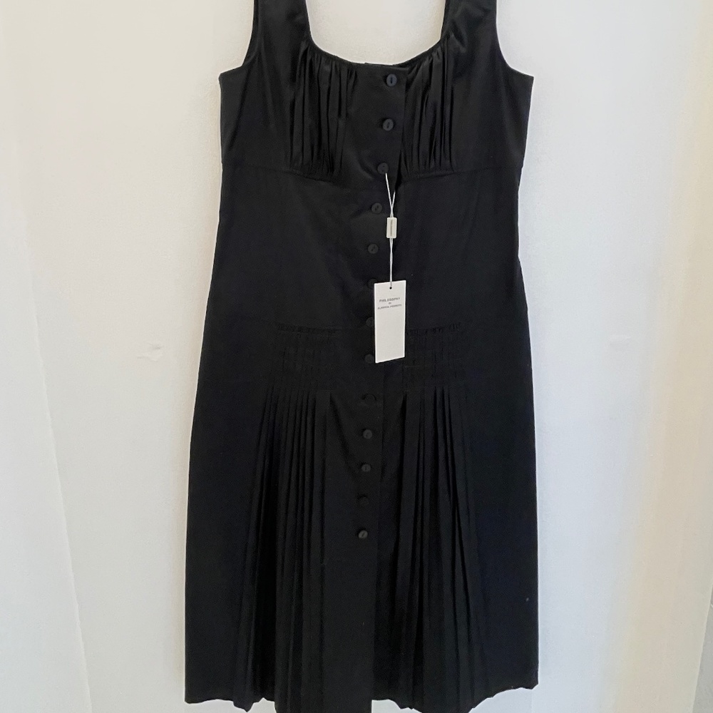 PHILOSOPHY di Alberta Ferretti Black cotton sleeveless dress IT 44 NEW WITH TAGS